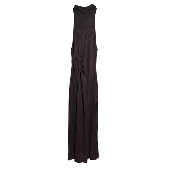 🆕 Whimsigoth Free People ATHEA Maxi Dress Brown Stretch Slip Sexy Slit Layer - Picture 6 of 15